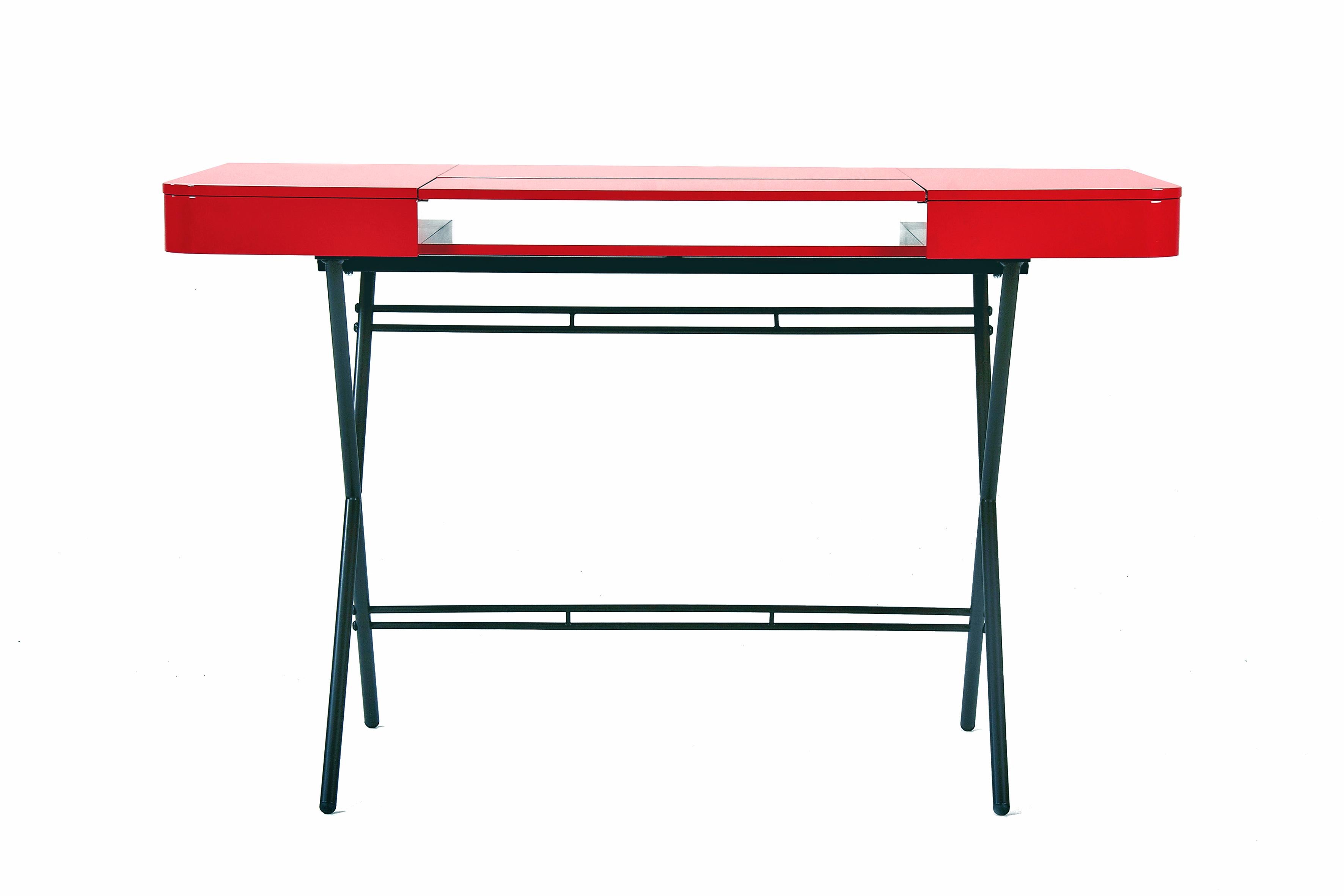 Lacquered Adentro Cosimo Desk design Marco Zanuso jr Red glossy top & bronze base.  For Sale