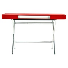 Adentro Cosimo Desk design Marco Zanuso jr Red glossy top & chrome base. 