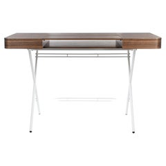 Adentro Cosimo Desk design Marco Zanuso jr Walnut veneer & white base.