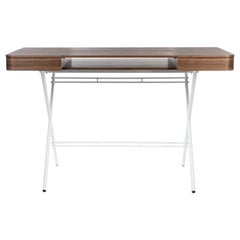 Adentro Cosimo Desk design Marco Zanuso jr Walnut veneer & white base.