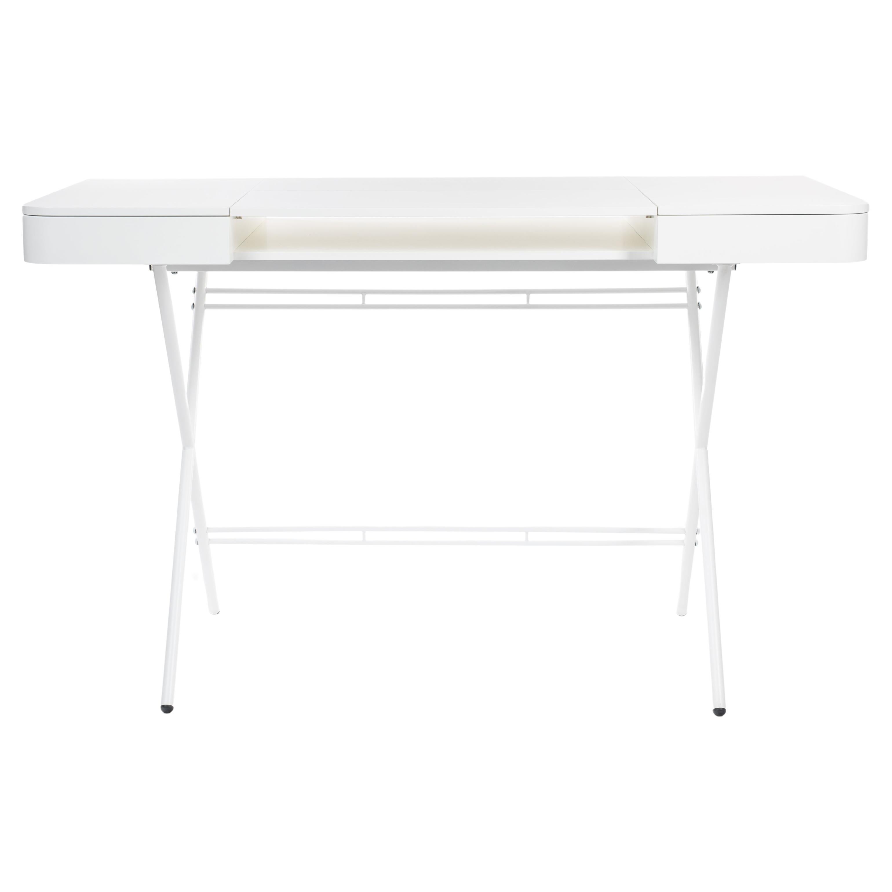 Adentro Cosimo Desk design Marco Zanuso jr White Matt  top & white base.  For Sale
