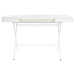 Adentro Cosimo Desk design Marco Zanuso jr White Matt  top & white base. 