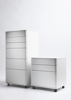Adentro Cosimo Storage XL by Marco Zanuso jr. white matt lacquered & chrome