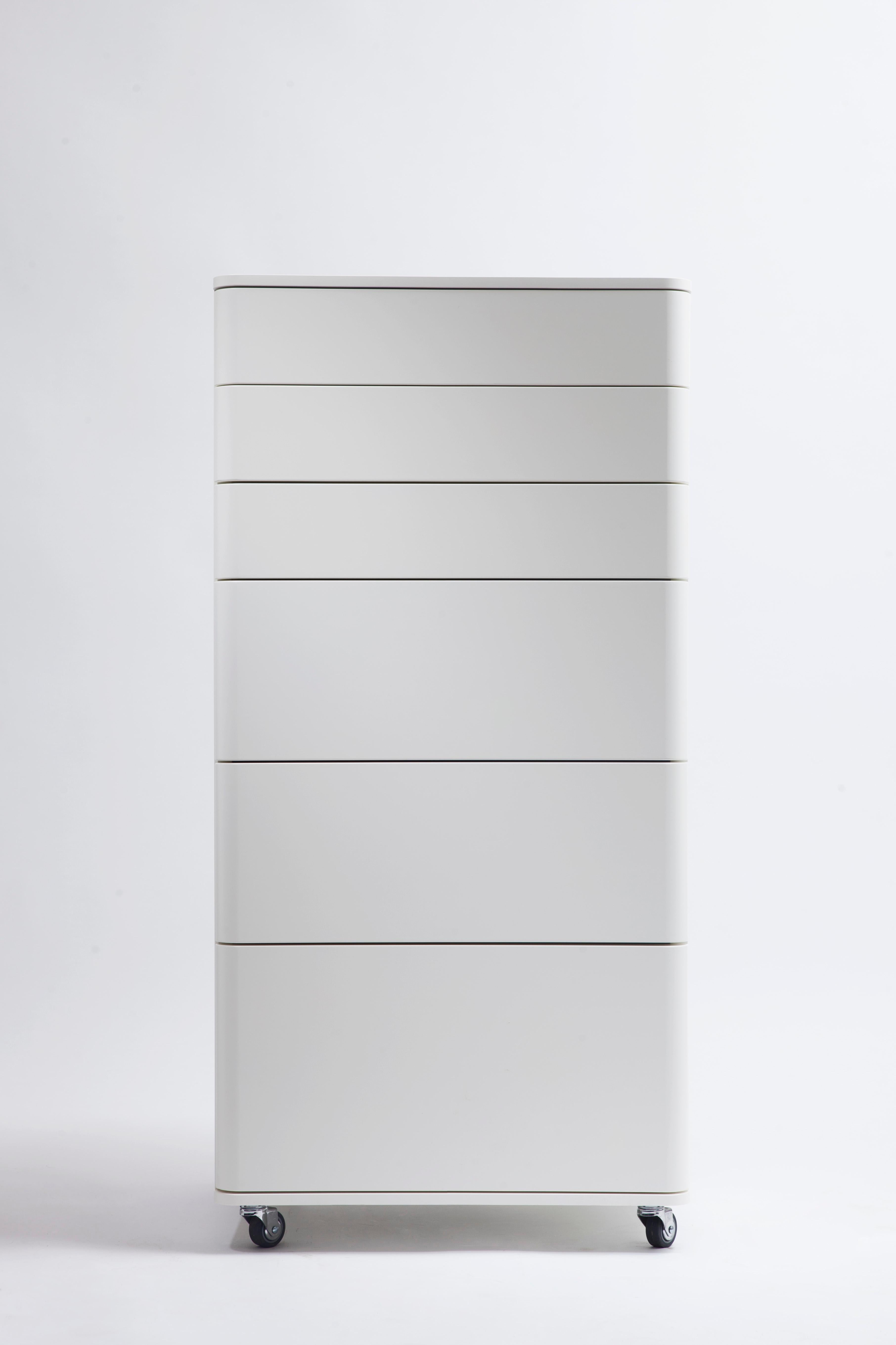 Lacquered Adentro Cosimo Storage XL by Marco Zanuso jr. white matt lacquered & chrome For Sale