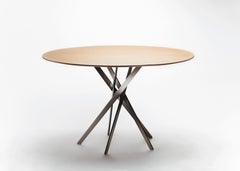 Adentro IKI dining table by Marco Zanuso jr. Natural Oak top & bronze base