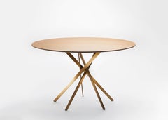 Adentro IKI dining table by Marco Zanuso jr. Natural Oak top & Golden base