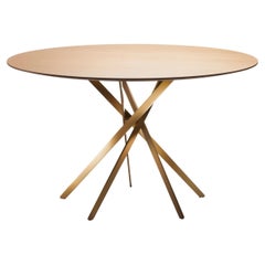 Adentro IKI dining table by Marco Zanuso jr. Natural Oak top & Golden base