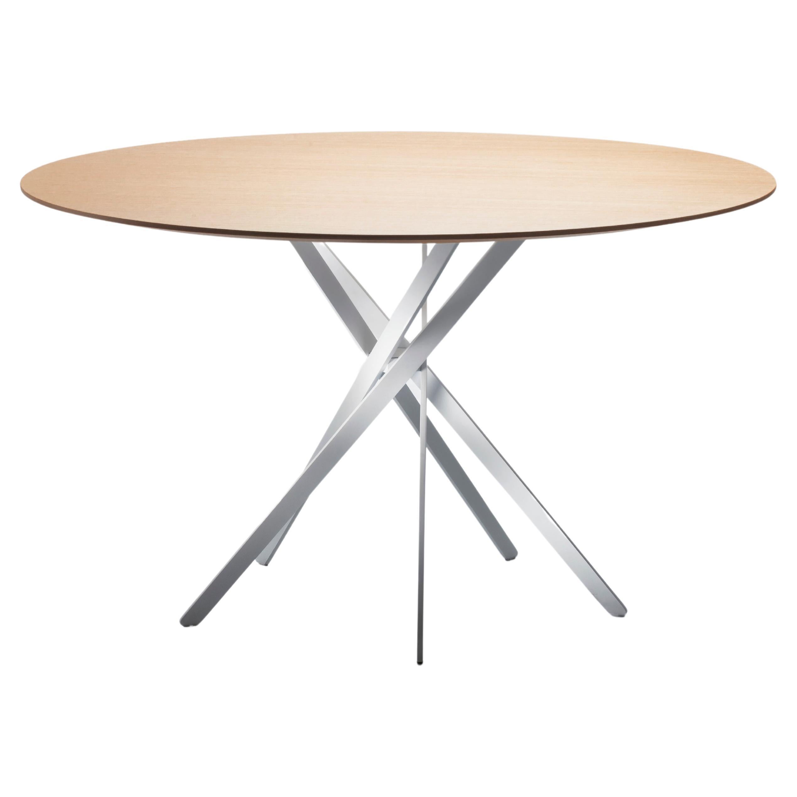 Adentro IKI dining table by Marco Zanuso jr. Natural Oak top & white base For Sale