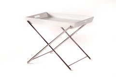 Adentro Miami table Marco Zanuso jr. white matt lacquered & chrome
