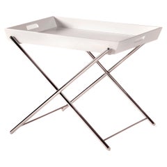 Adentro Miami table Marco Zanuso jr. white matt lacquered & chrome