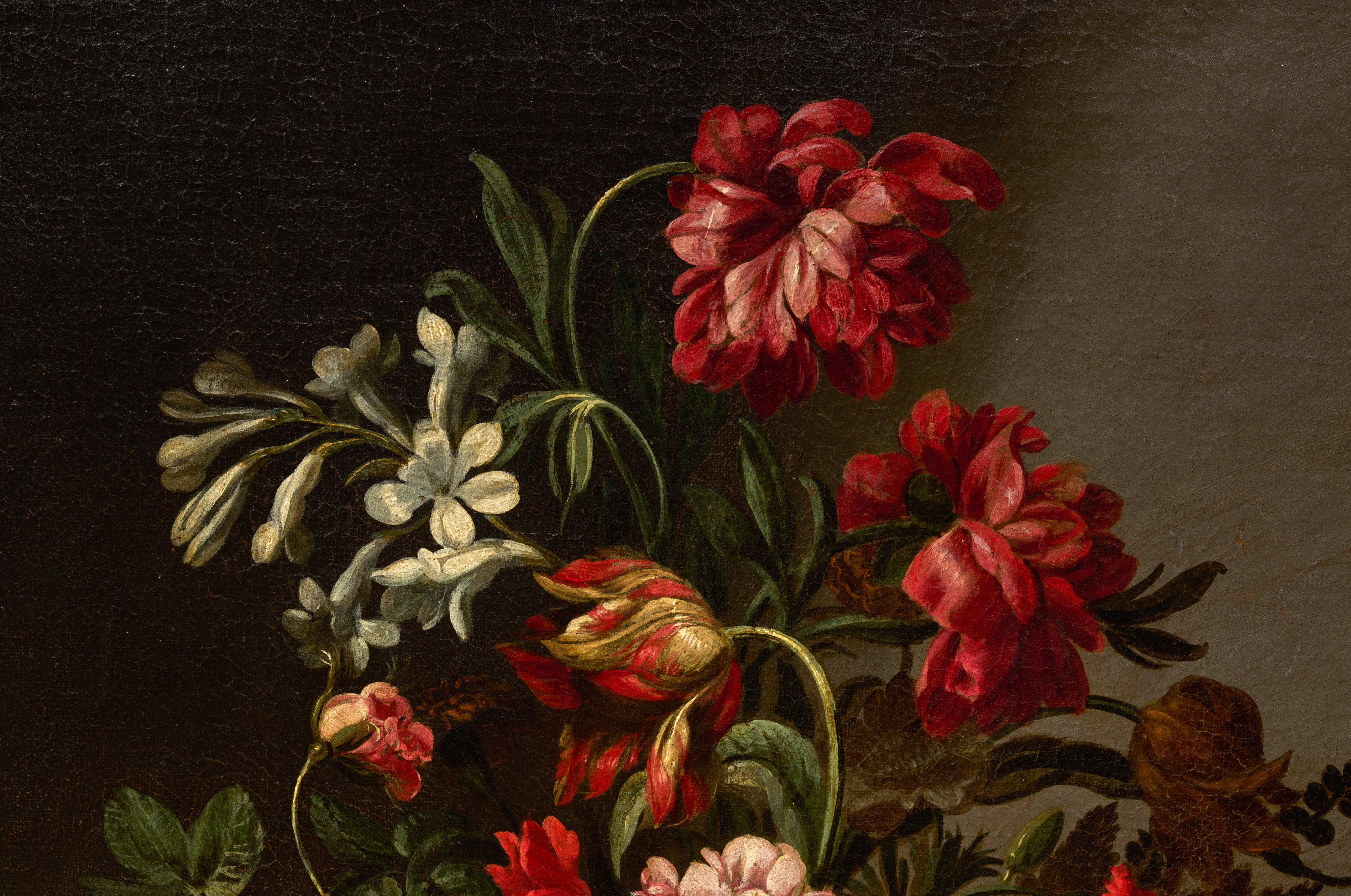 Vase baroque en argent avec fleurs et plateau à fruits et horloge par A. Zuccati  en vente 5