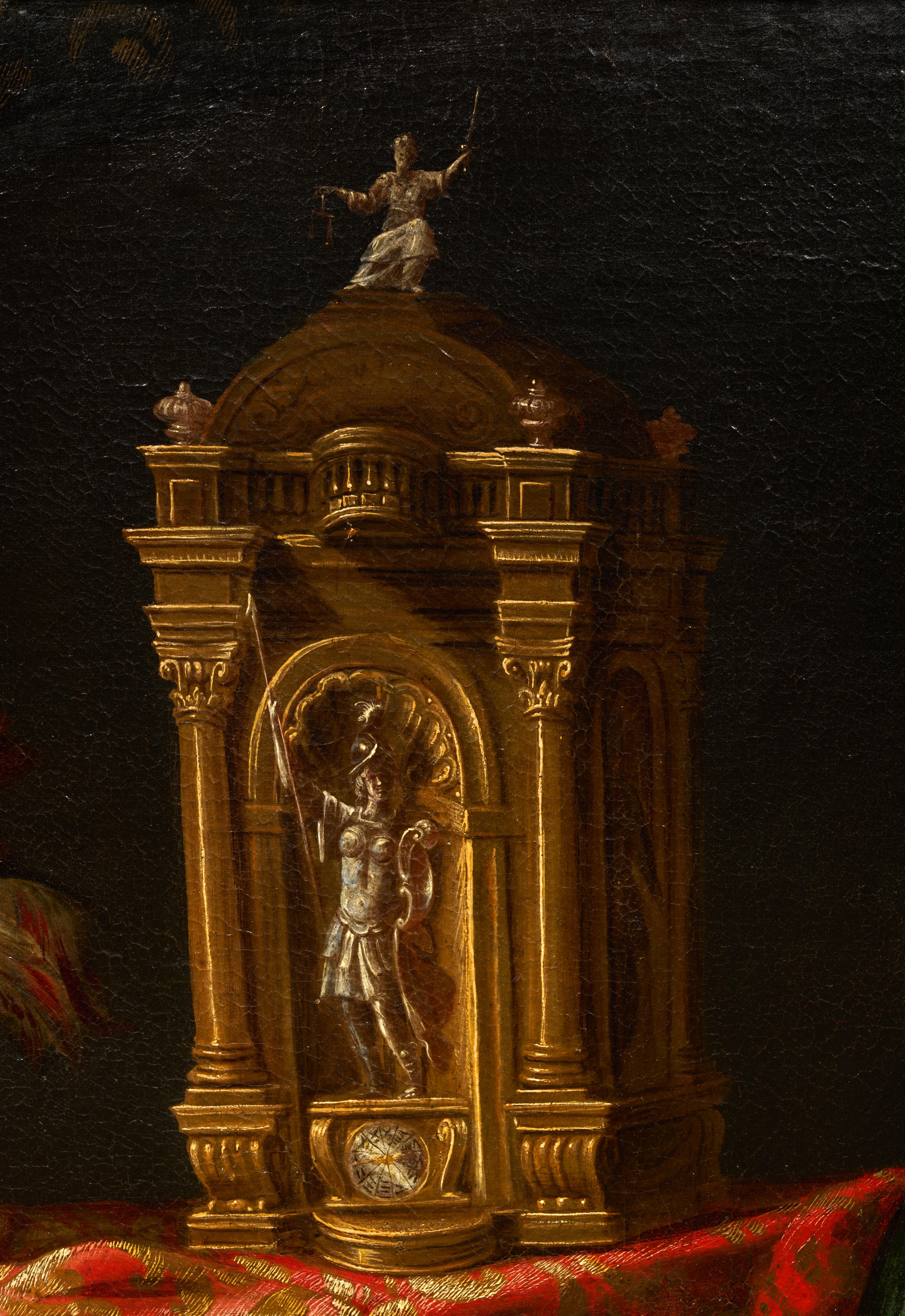Vase baroque en argent avec fleurs et plateau à fruits et horloge par A. Zuccati  en vente 1