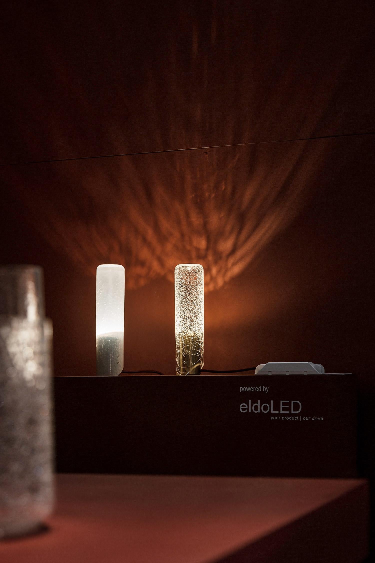 Australian ADesignStudio Crackle T1 Table Light Hand Blown Glass with Ambient LED Output For Sale