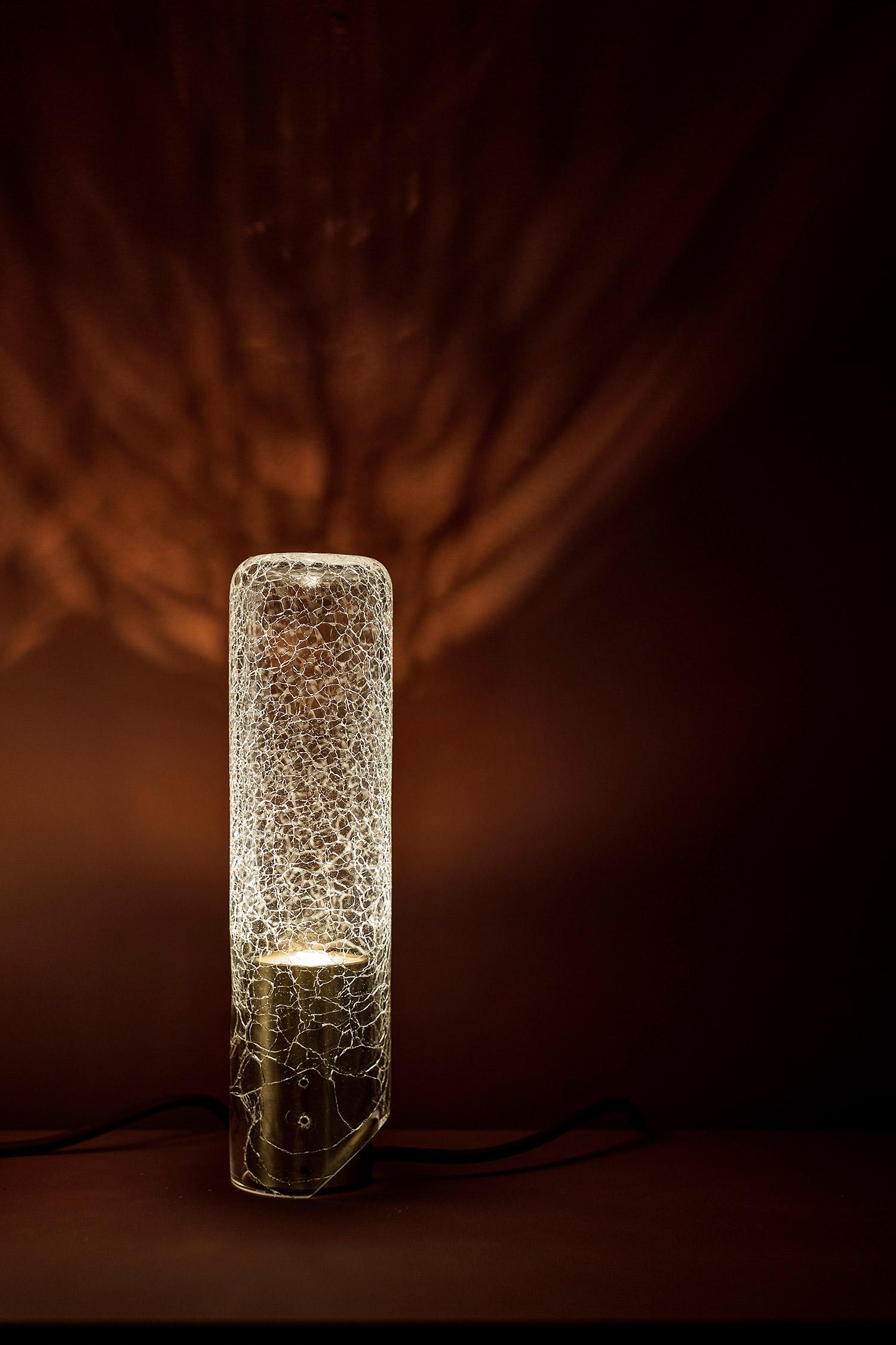 ADesignStudio Crackle T1 Table Light Hand Blown Glass with Ambient LED Output In New Condition For Sale In Banksmeadow, NSW