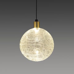 ADesignStudio Eon Sans S3 Pendant Light Spherical Crackle Glass w.. Lueur d'ambiance