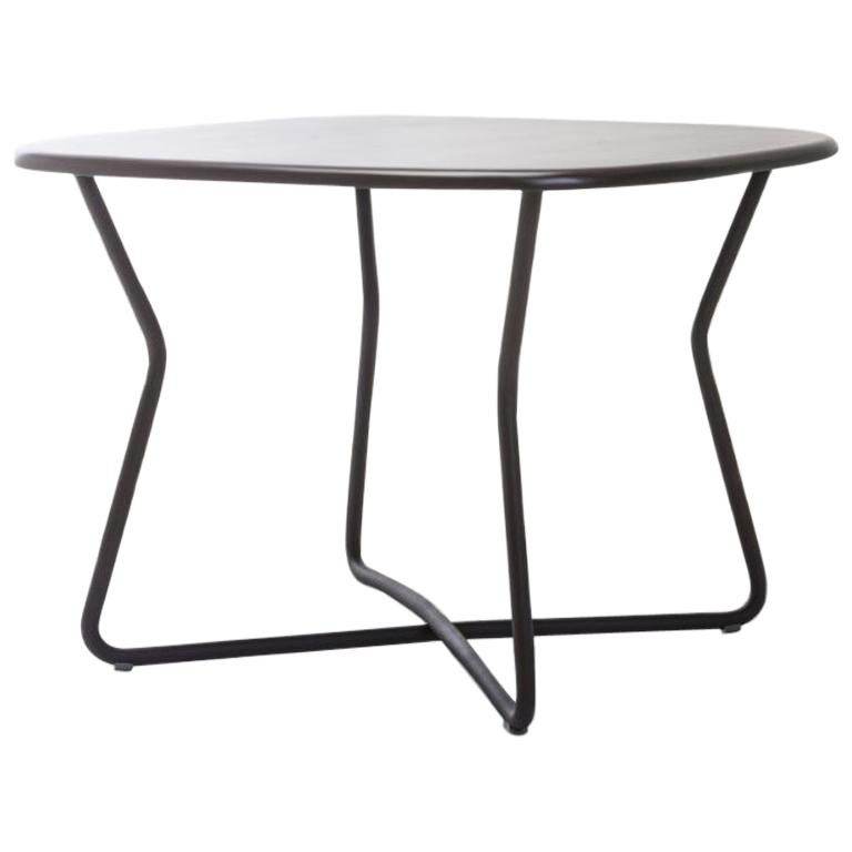 Custom Star Leg Glass Top Ebonized Round Dining Table for Four by
