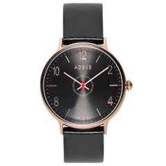 Adexe British Design Large Number Black Rose Gold Stainless Quartz Wristwatch