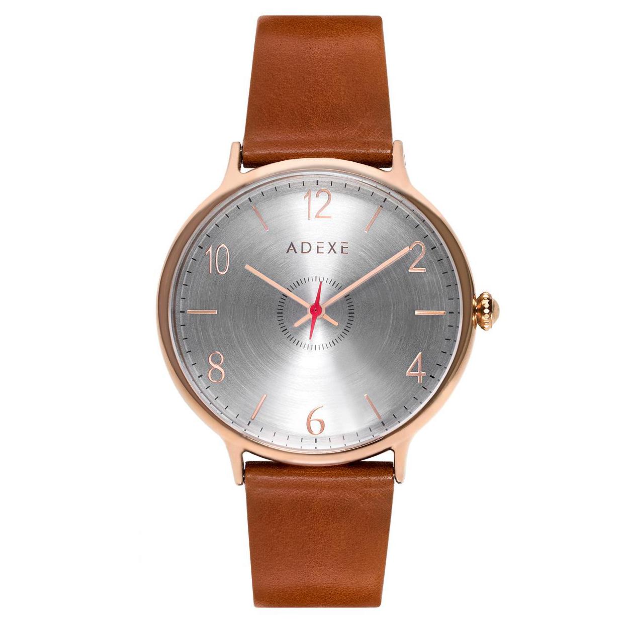 Adexe British Design Large Number Orange Rose Gold Stainless Quartz Wristwatch For Sale
