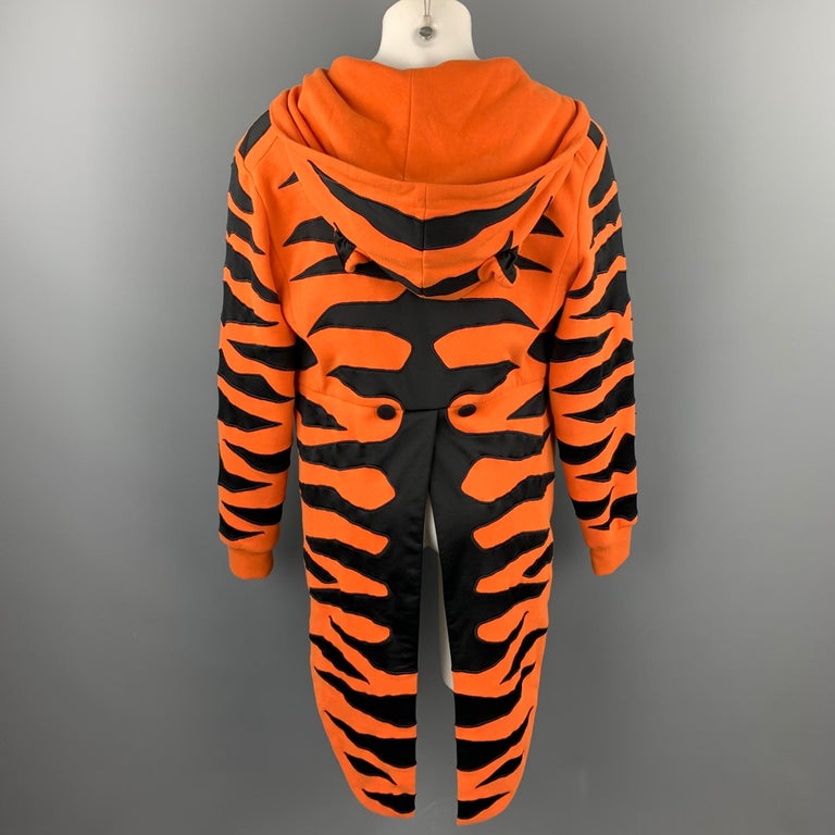 ADIDAS by JEREMY SCOTT Size L Orange and Black Tiger Cotton Hooded Jacket  at 1stDibs