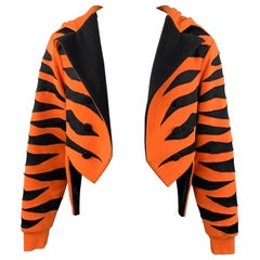 ADIDAS by JEREMY SCOTT Size L Orange & Black Tiger Cotton Hooded Jacket