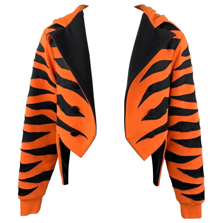 ADIDAS by JEREMY SCOTT Size L Orange and Black Tiger Cotton Hooded Jacket  at 1stDibs