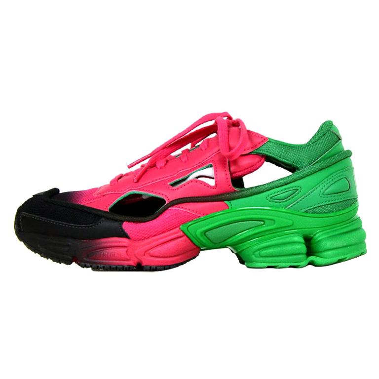 Adidas by Raf Simons Pink/Green/Black Ozweego Replicant Cut Out Sneakers