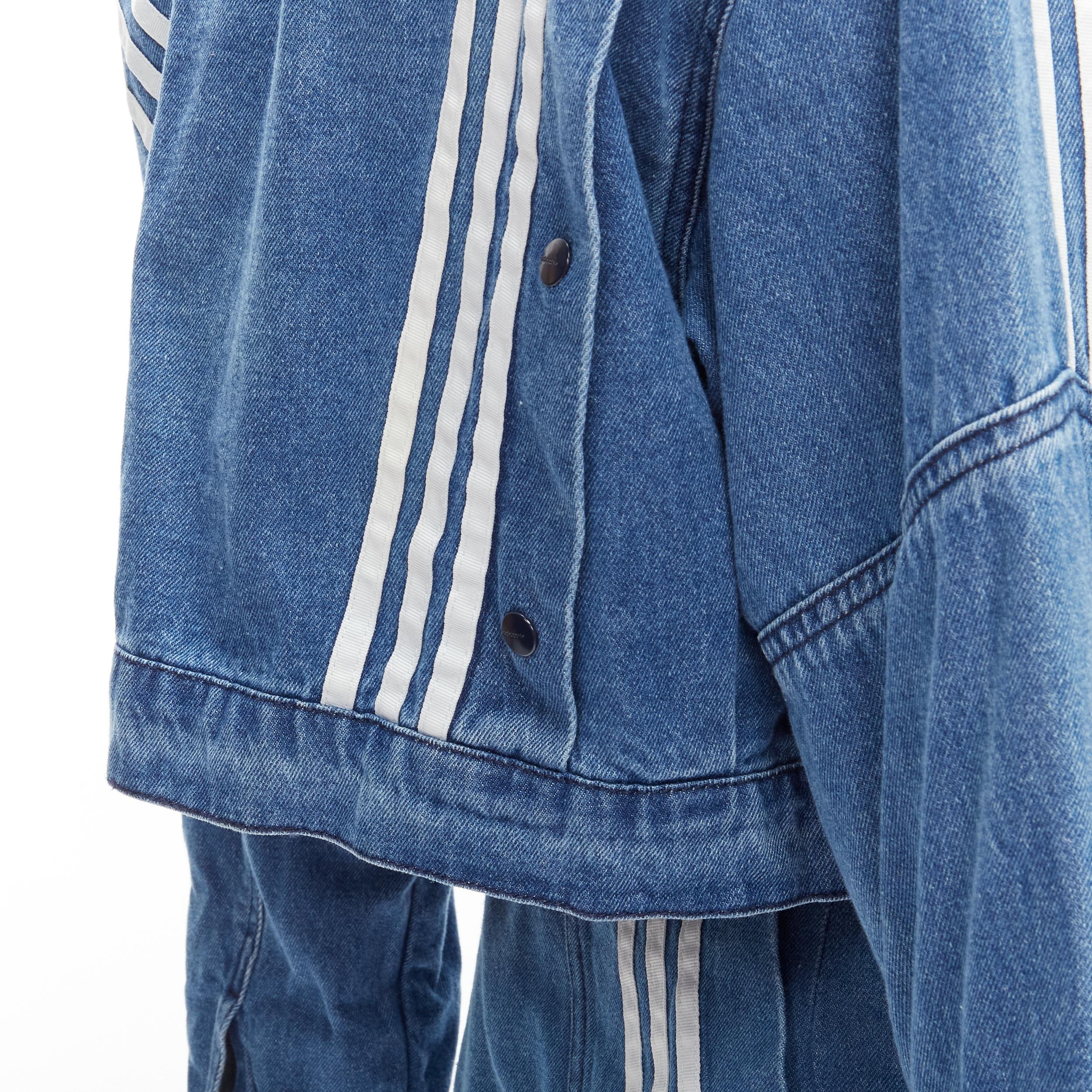 ADIDAS DANIELLE CATHARI blue denim patchwork cropped jacket mini skirt set S 3