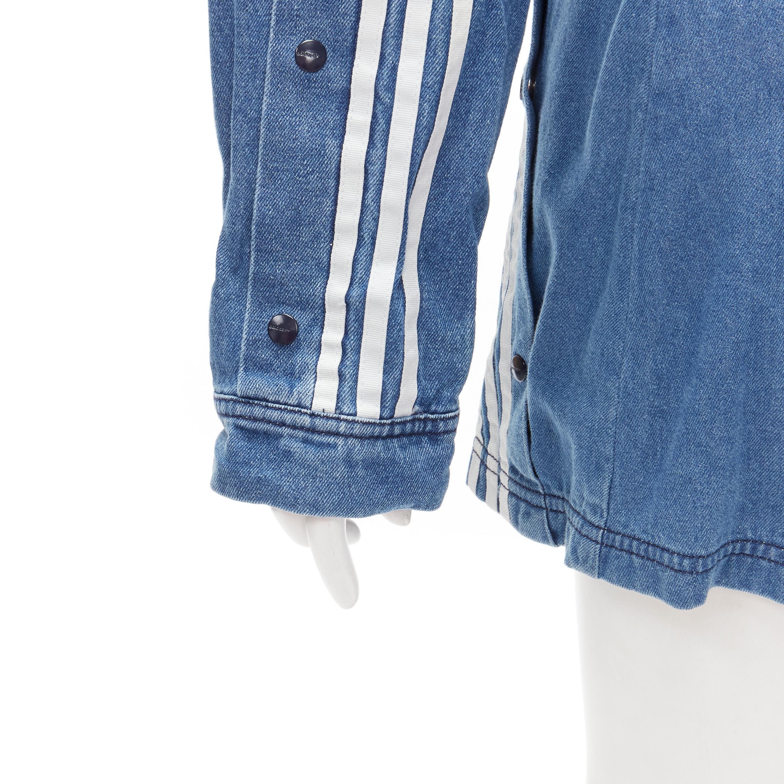 ADIDAS DANIELLE CATHARI blue denim patchwork cropped jacket mini skirt set S 4