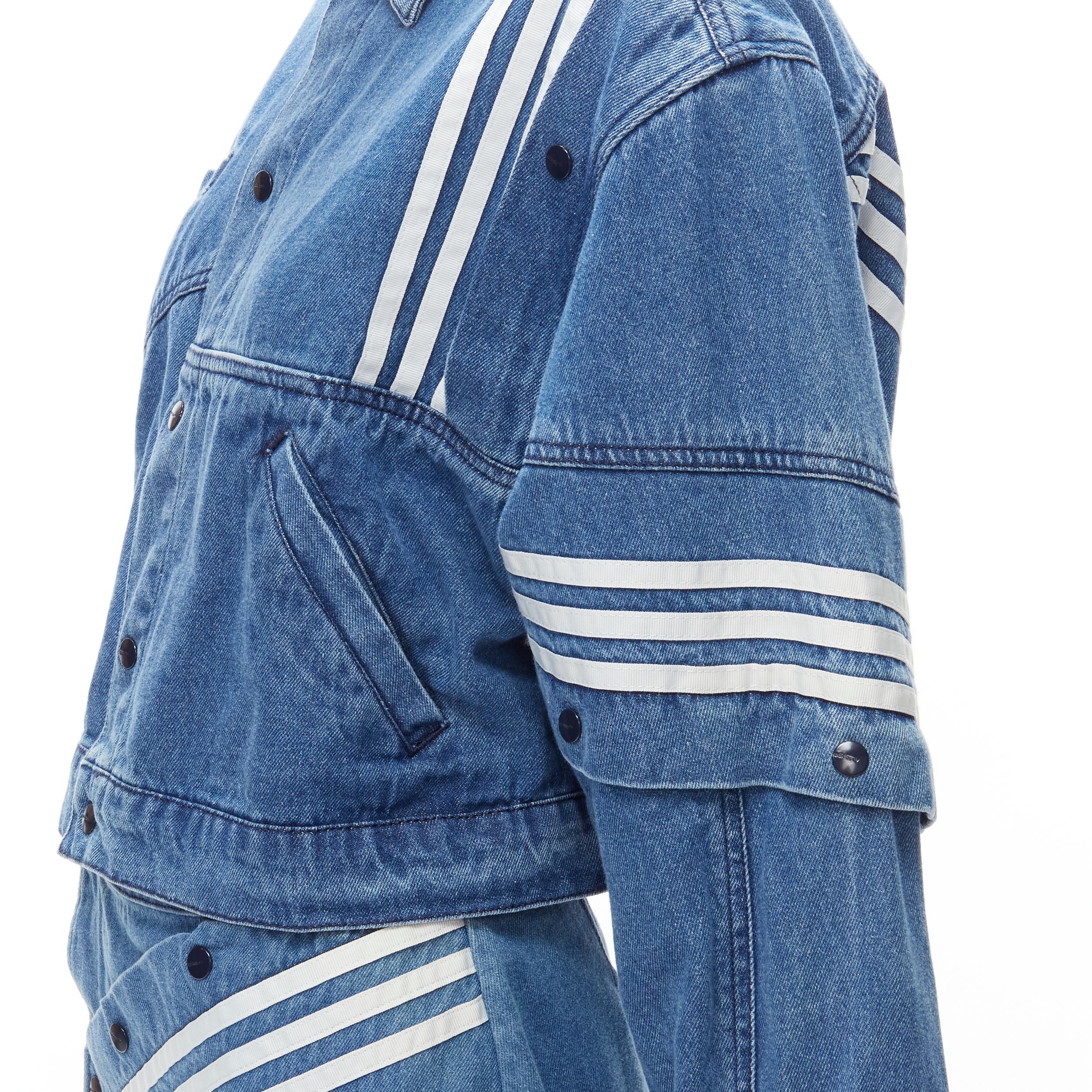 ADIDAS DANIELLE CATHARI blue denim patchwork cropped jacket mini skirt set S 2