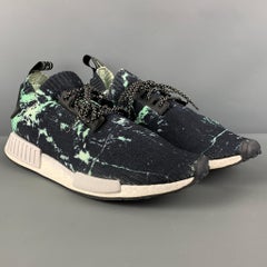ADIDAS NMD R1 PK Size 12.5 Black Green Splattered Nylon Lace Up Sneakers