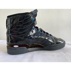 Adidas Originals, ObyO, Jeremy Scott, x Wings 4.0, Patent Black Sneakers, Shoes
