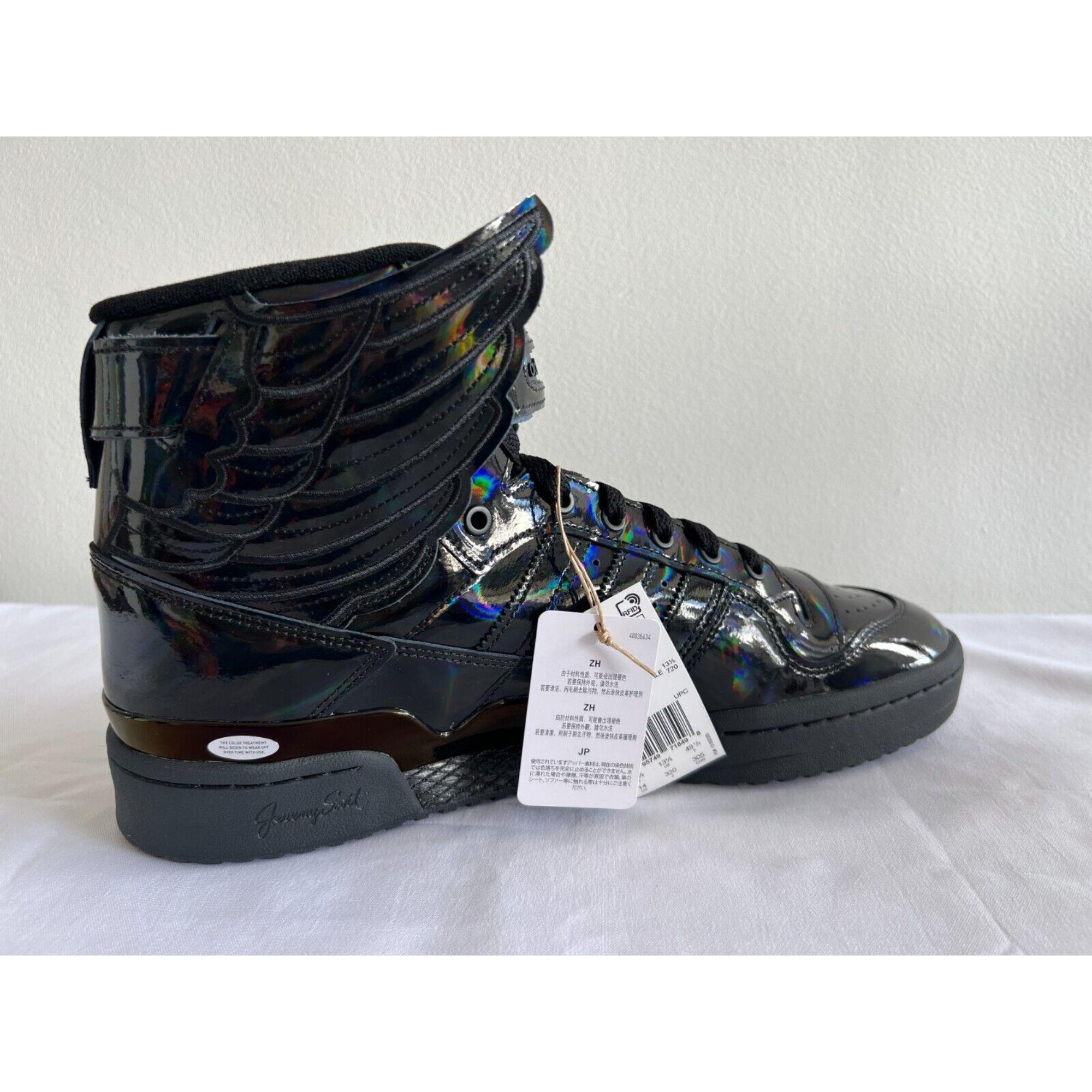 Black Adidas Originals ObyO Wings 4.0 Core Cloud Sneakers by Jeremy Scott, Size 12 For Sale