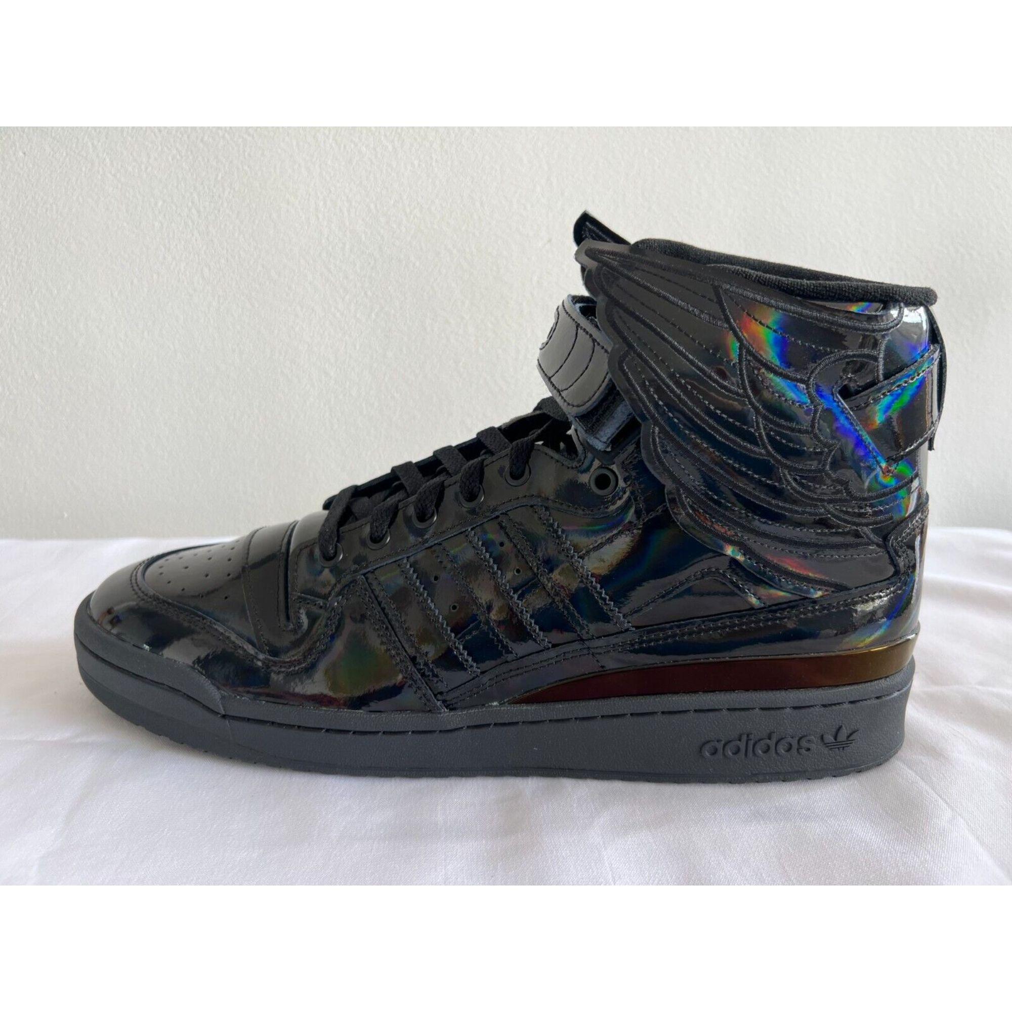 Black Adidas Originals ObyO Wings 4.0 Core Cloud Sneakers by Jeremy Scott, Size 13 For Sale