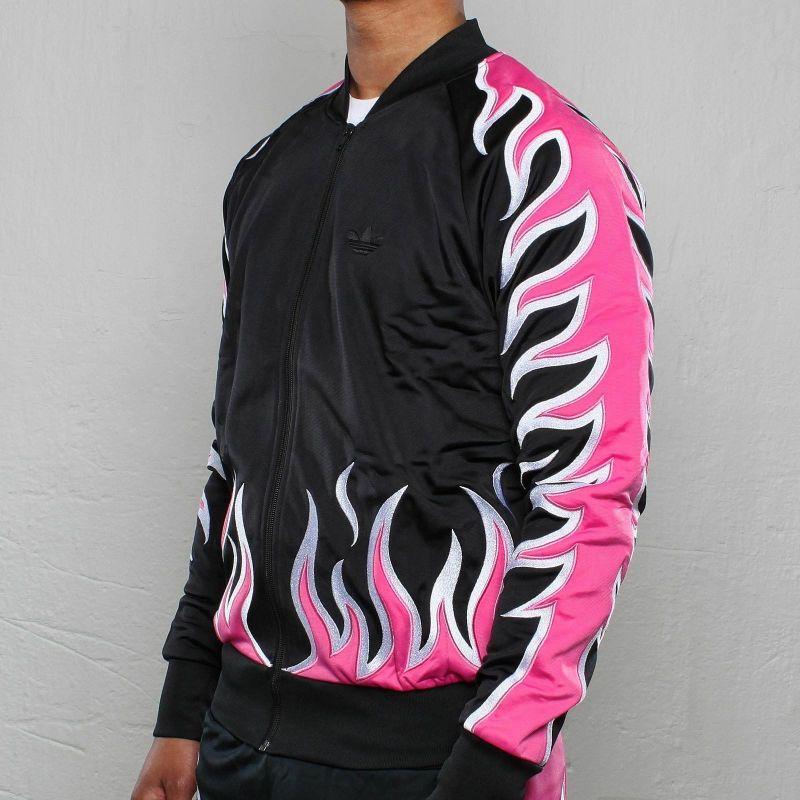 Adidas Originals x Jeremy Scott Black Pink Flames Track Top Zipped Jacket

Additional Information:
Material: 100% Polyester    
Color: Black / Pink
Pattern: Flames
Style: Tracksuits & Sweats    
Size: XS
100% Authentic!!!
Condition: Brand new with