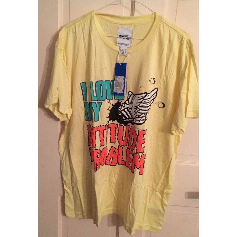 Yellow Adidas Originals x Jeremy Scott JS I Love My Attitude Problem Wings T-shirt XL For Sale