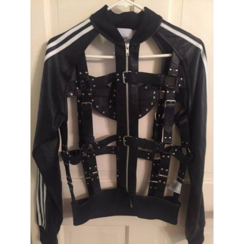 Adidas Originals x Jeremy Scott JS Unisex Bondage Cage Leather Black Jacket LMT! For Sale 6
