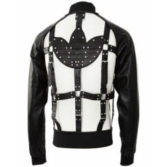 Adidas Originals x Jeremy Scott JS Unisex Bondage Cage Leather Black Jacket LMT!