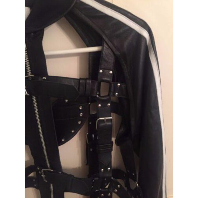 Women's Adidas Originals x Jeremy Scott JS Unisex Bondage Cage Leather Black Jacket LMT! For Sale