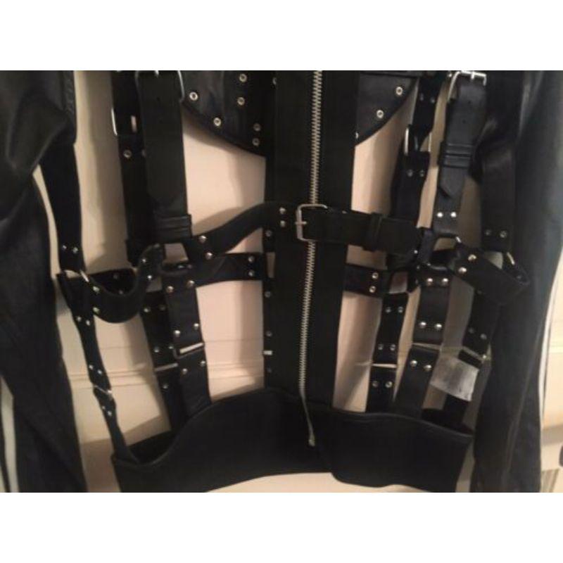 Adidas Originals x Jeremy Scott JS Unisex Bondage Cage Leather Black Jacket LMT! For Sale 1