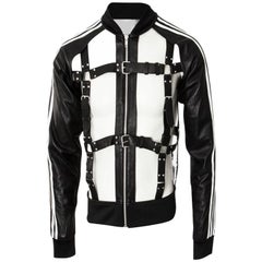 Adidas Originals x Jeremy Scott JS Unisex Bondage Cage Giacca in pelle nera LMT!