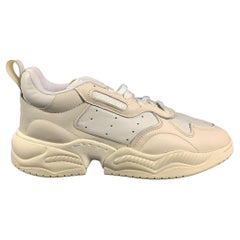 ADIDAS Size 10 White Cream Textured Leather Perforated Supercourt RX Sneakers