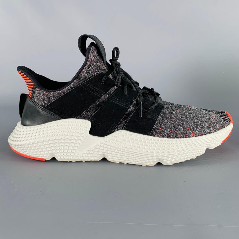 ADIDAS Size 11 Black Red White Heather Nylon Lace-Up Sneakers For Sale at  1stDibs