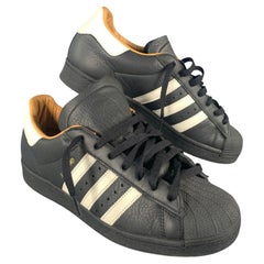 ADIDAS Size 9.5 Black White Leather Lace Sneakers