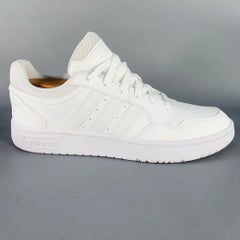 ADIDAS Size 9.5 White Leather Lace-Up Sneakers