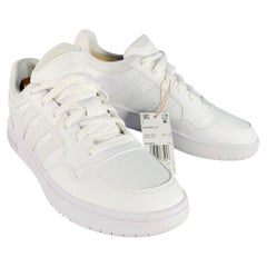 ADIDAS Size 9.5 White Leather Lace-Up Sneakers