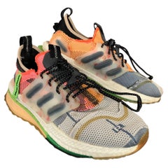 ADIDAS Size 9.5 White Multi Color Mixed Materials Lace Up Sneakers