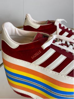 Adidas X Gucci Gazelle bordeaux and Rainbow sneakers