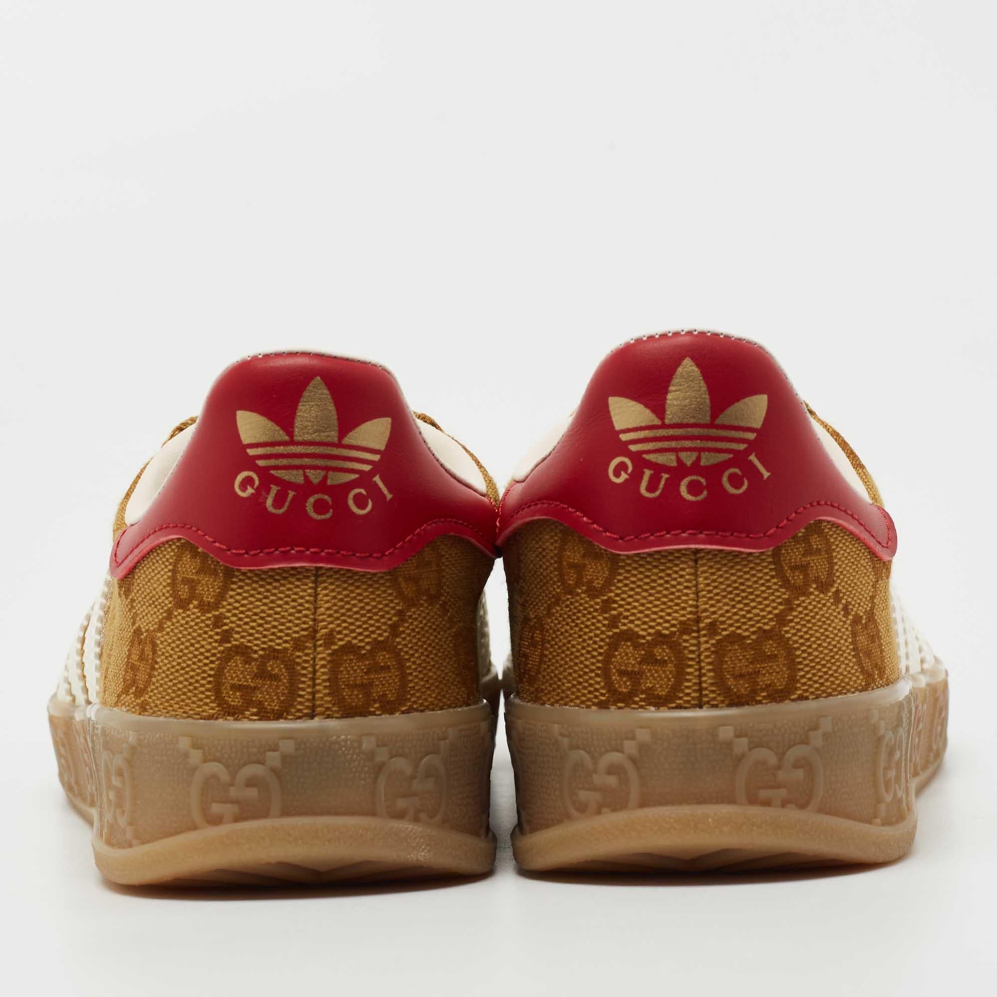 Adidas x Gucci Tricolor GG Canvas and Leather Gazelle Sneakers Size 36 2