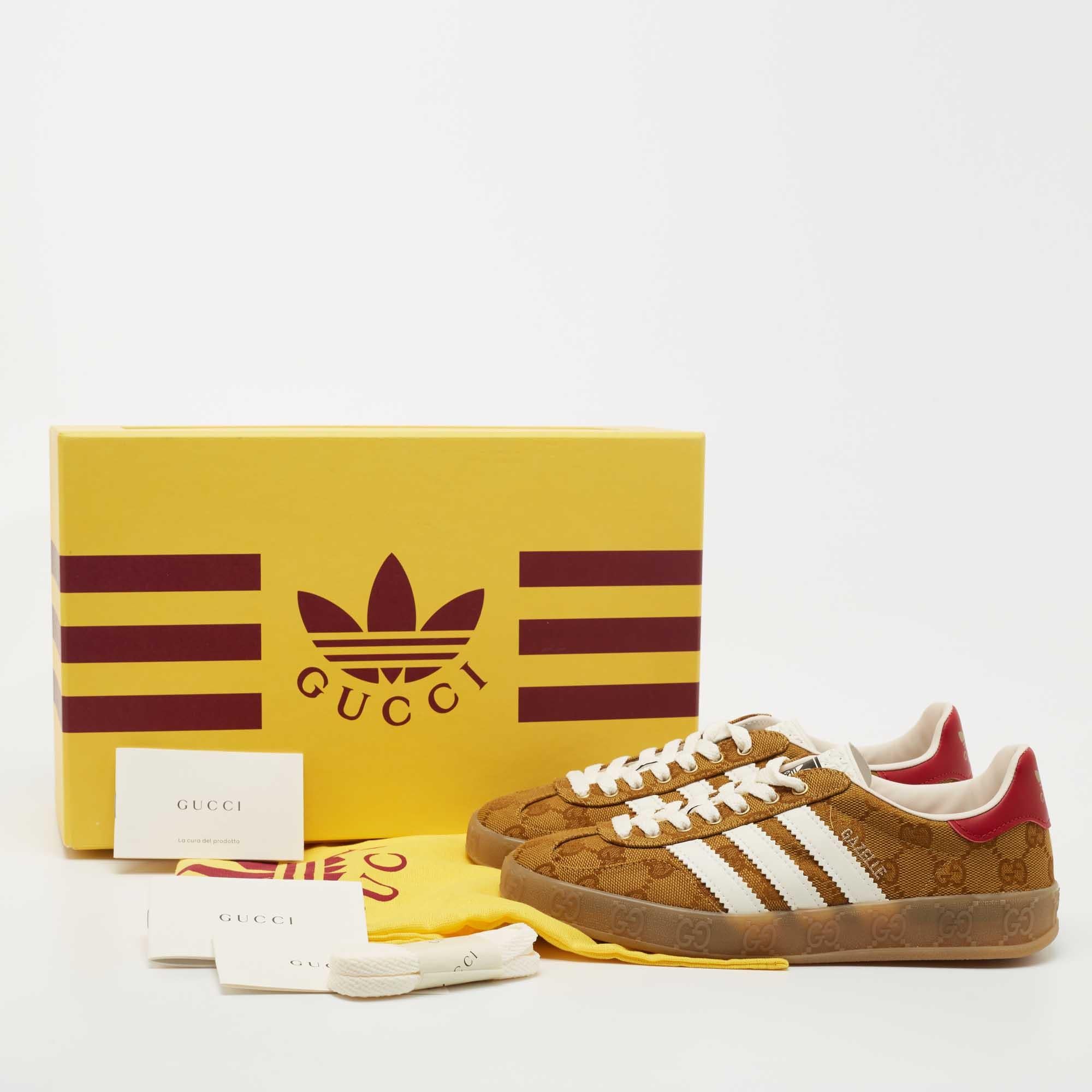 Adidas x Gucci Tricolor GG Canvas and Leather Gazelle Sneakers Size 36 5