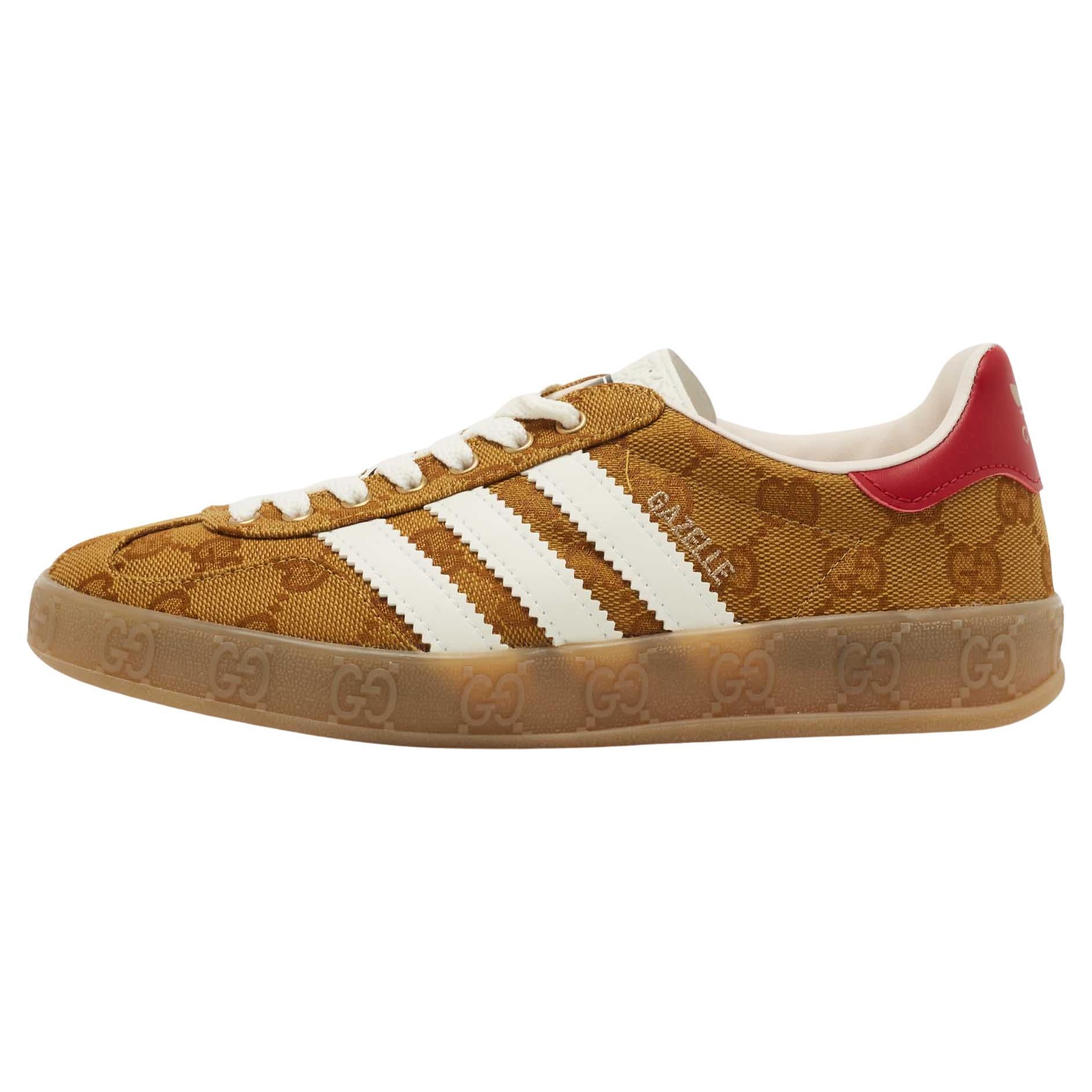 Adidas x Gucci Tricolor GG Canvas and Leather Gazelle Sneakers Size 36